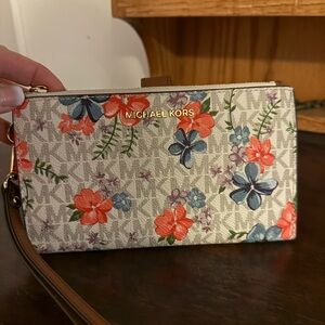 Michael Kors Floral Wristlet - Red, Blue, Green